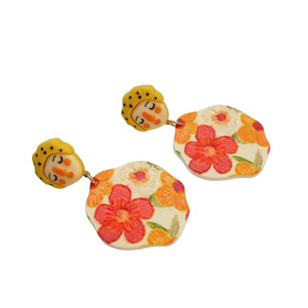 earrings stud plexiglass flower girl